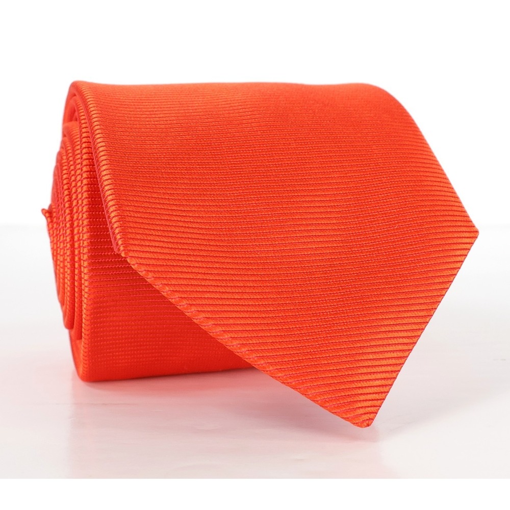 Ted Baker London 100% Silk Tie Solid Orange Ribbed Repp Texture Tie USA NWOT